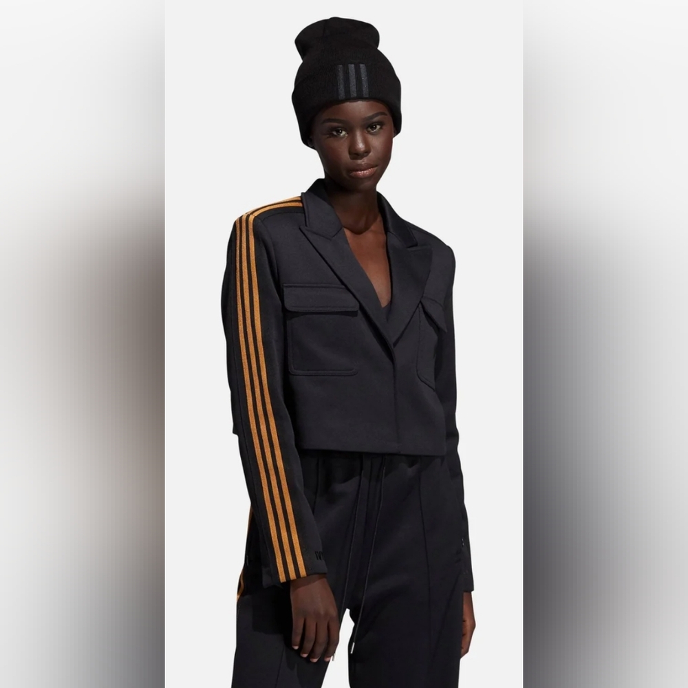 Adidas x Ivy Park Cropped Suit Jacket Black Orange Brown